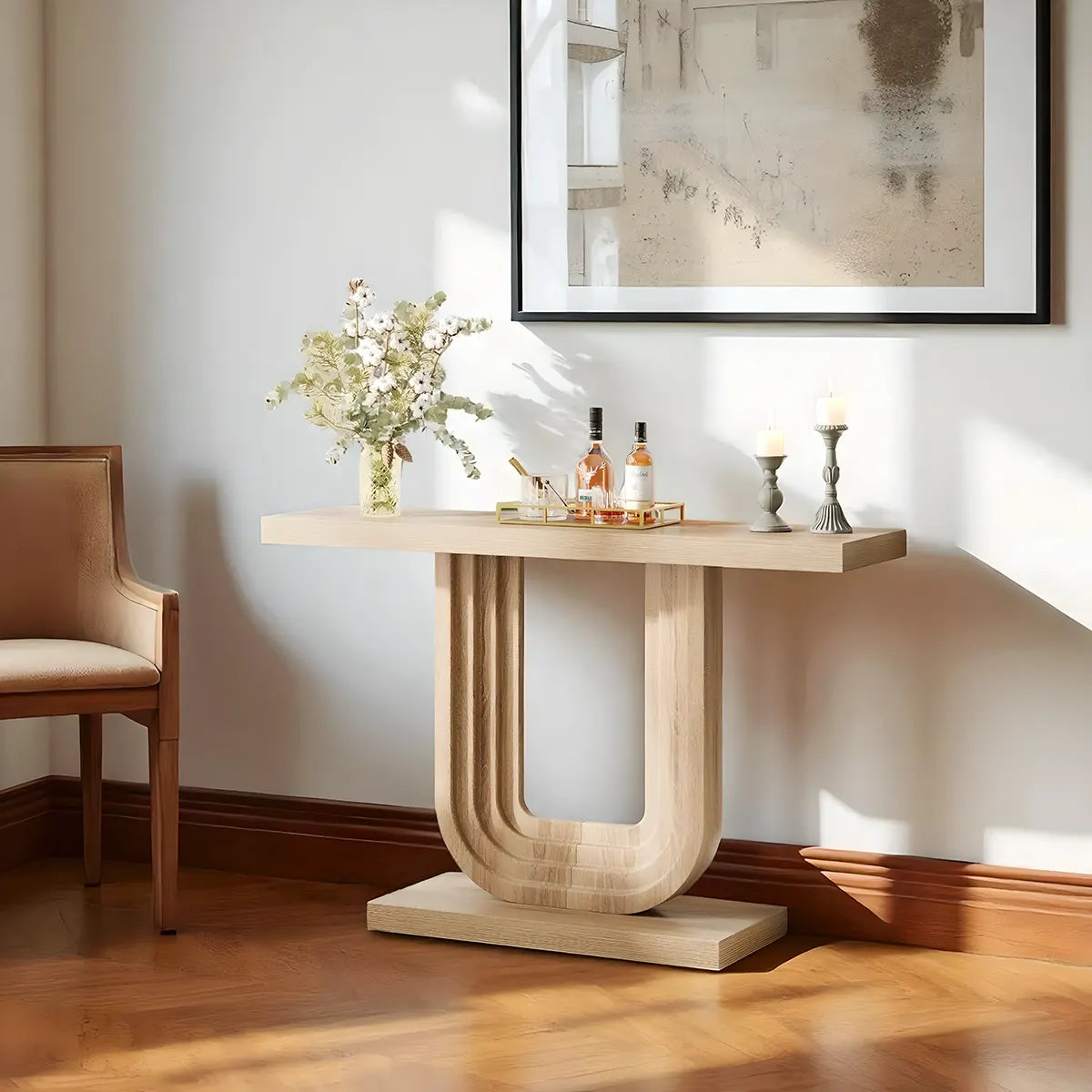 Modern U-shaped oak console table – Sophisticated and elegant