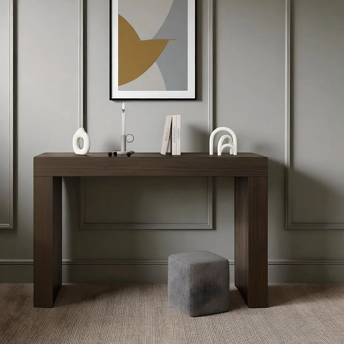47.2 inch Modern Walnut Console Table – Minimalist, Elegant Design