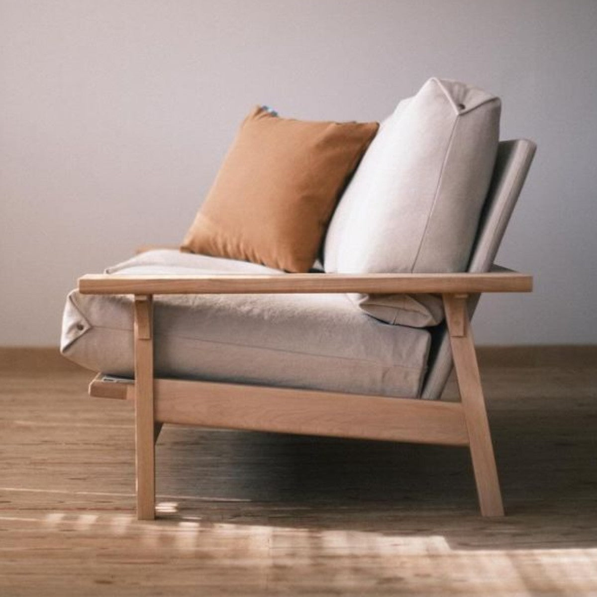 Darrin 3 Seater Oak Wood & Fabric Sofa