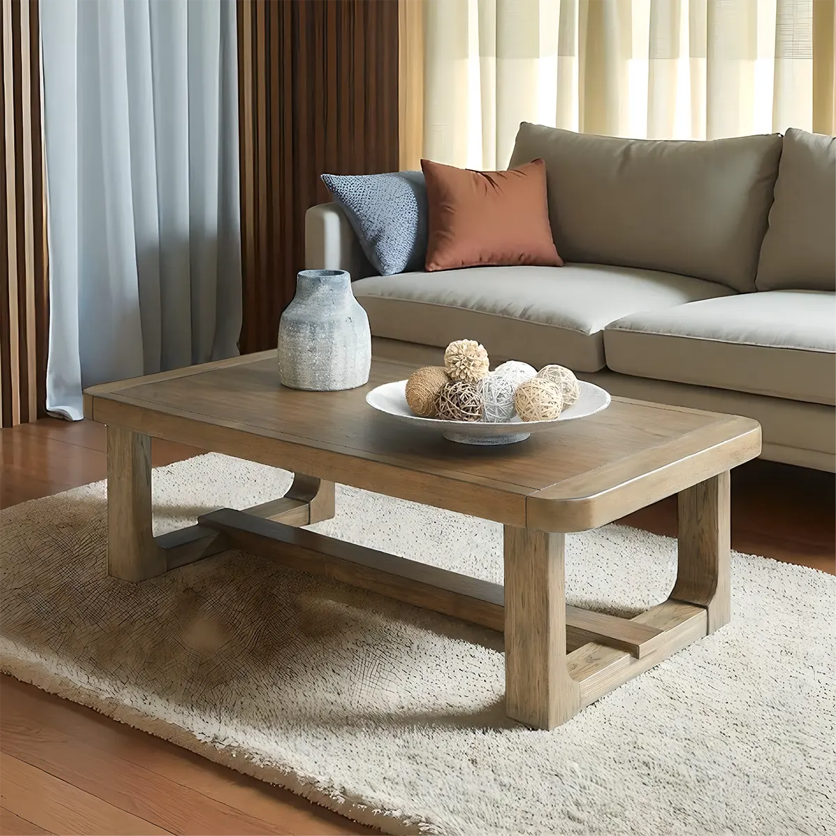 Natural Oak Coffee Table – Minimalist, Cozy Design