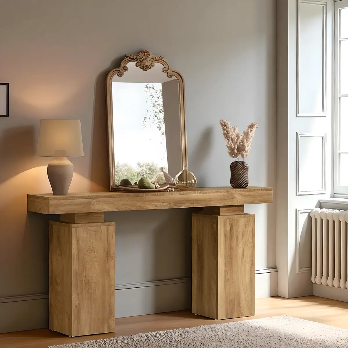 Natural Wood Console Table - Modern Rustic Style 63 Inch