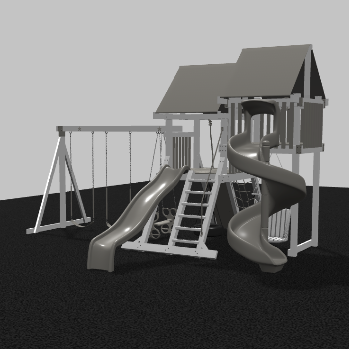 Nebula Vinyl Swing Set with Spiral Slide