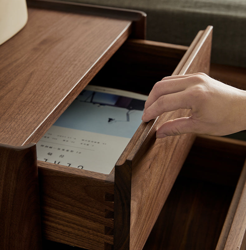 Mazonvintage-Sophisticated Black Walnut Wood Nightstand
