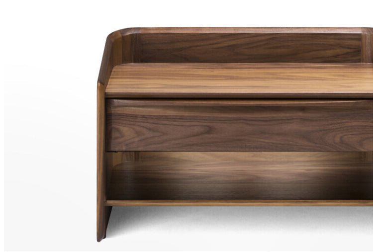 Mazonvintage-Elegant Walnut Wood Nightstand with Open Space