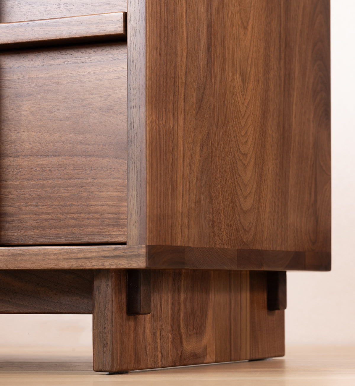 Mazonvintage-Stylish Cross Design Walnut Wood Nightstand