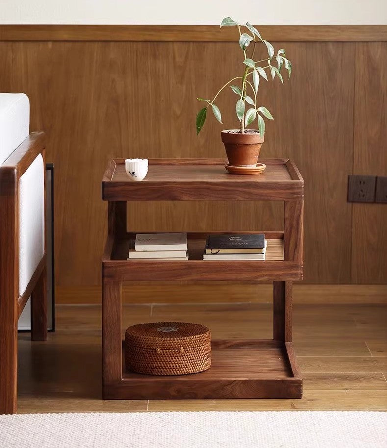 Mazonvintage-Creative Geometry Black Walnut Wood Side Table