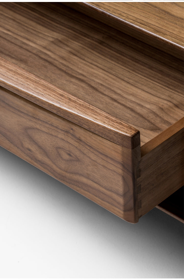 Mazonvintage-Elegant Walnut Wood Nightstand with Open Space