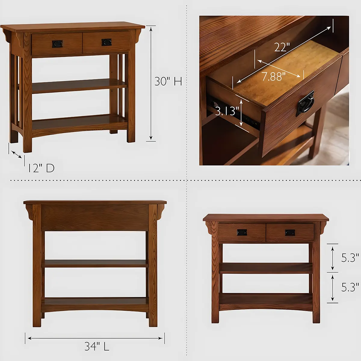 Refined Oak Console Table – Elegant Craftsman Design