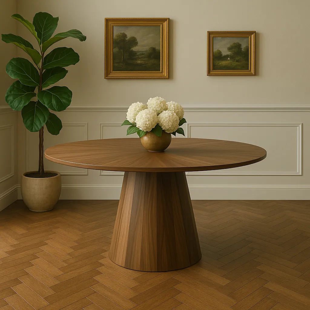 Sculptural Round Dining Table Commands Attention