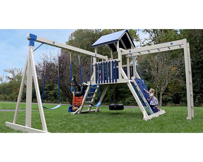 Comet Vinyl Swing Set with Monkey Bars