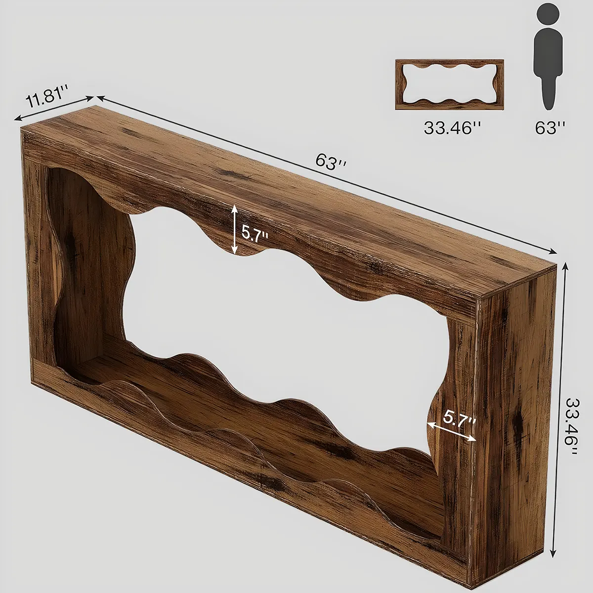 Wave Grain Wood Console Table – Farmhouse Design Glossy Paint, Decorative Table & Sofa Table