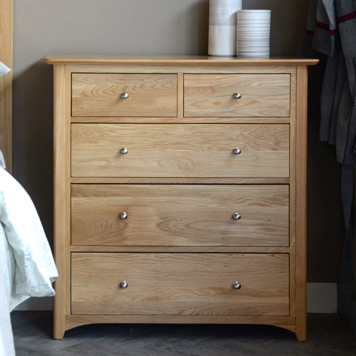 Aragon Oak Wood Chest of Drawers