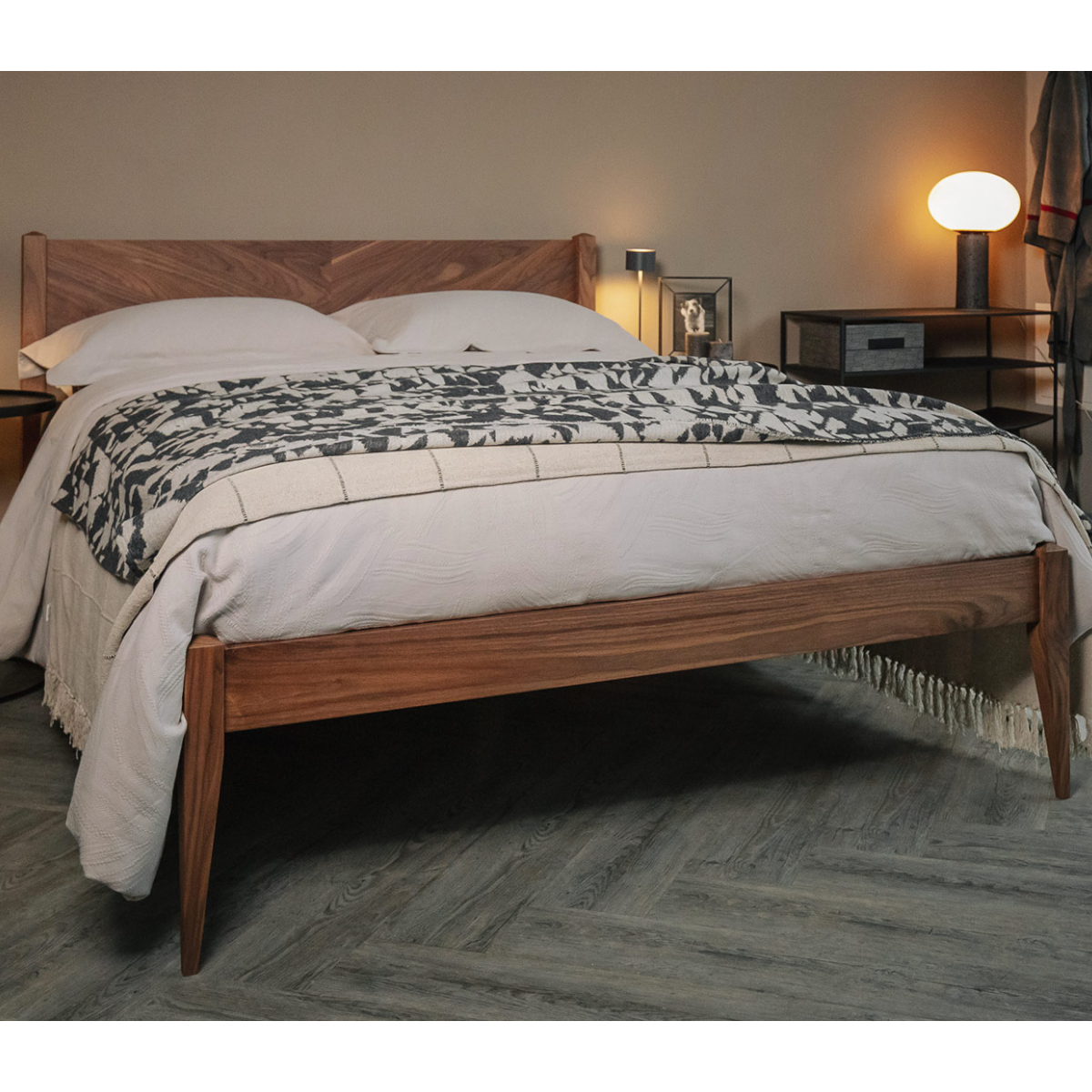 Bricen Walnut Wood Bed