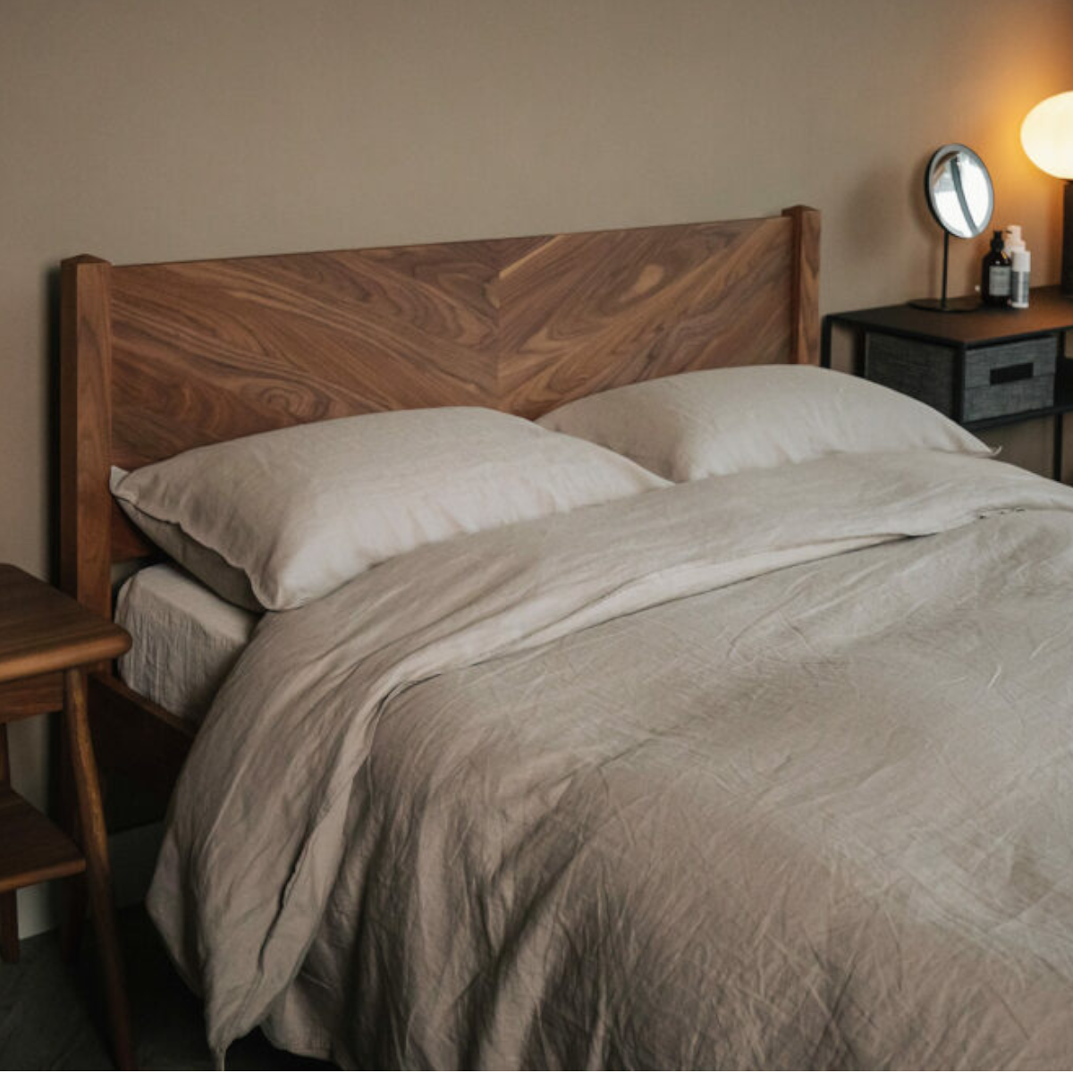 Bricen Walnut Wood Bed