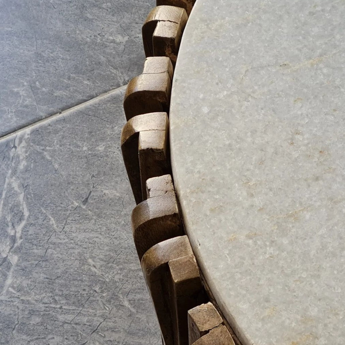 Bryan Oak Wood & Marble Top Coffee Table