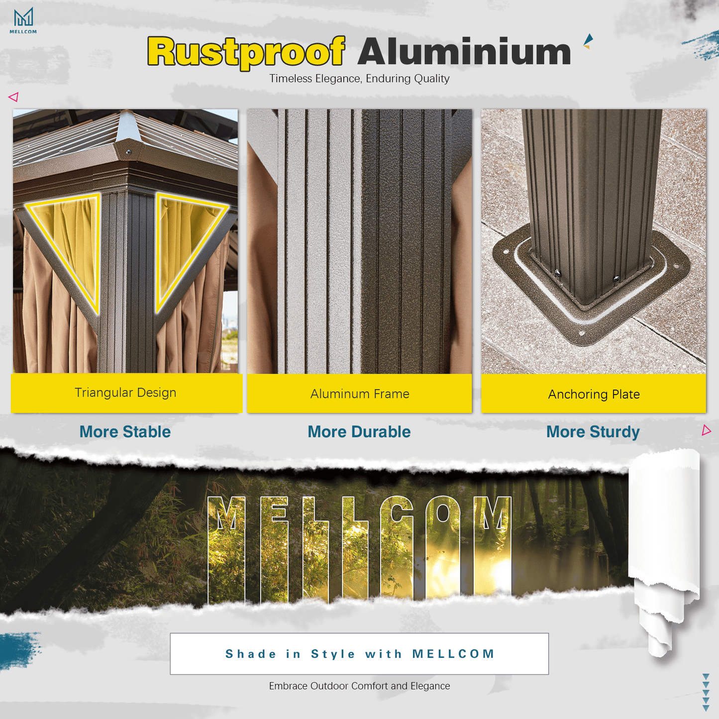 Mazonvintage 12' x 20' Mazonvintage Gazebo Aluminum Frame Gazebo with Galvanized Steel Double Roof
