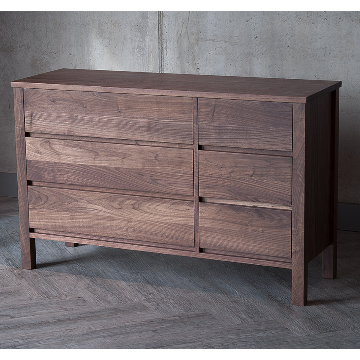 Careen Walnut Wood 6 Drawer Chest
