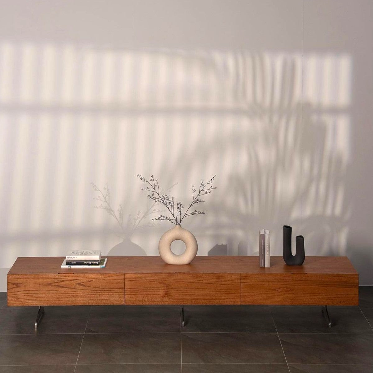 Caron Red Oak Wood TV Unit