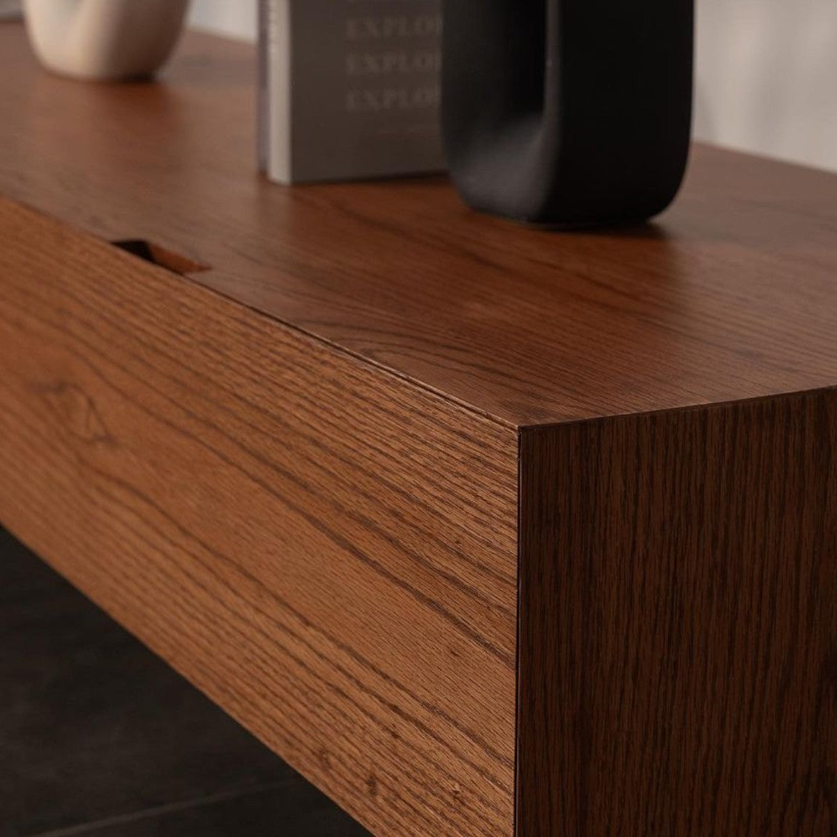 Caron Red Oak Wood TV Unit