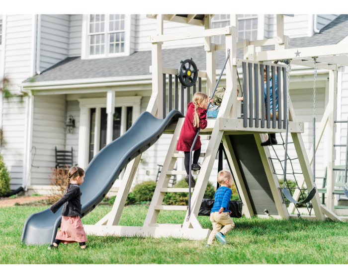 Comet Vinyl Swing Set with Monkey Bars
