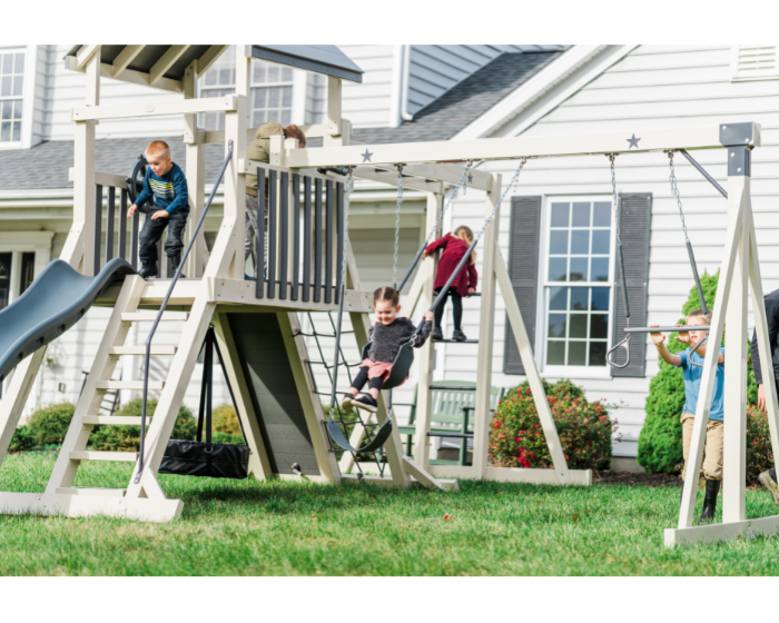 Comet Vinyl Swing Set with Monkey Bars