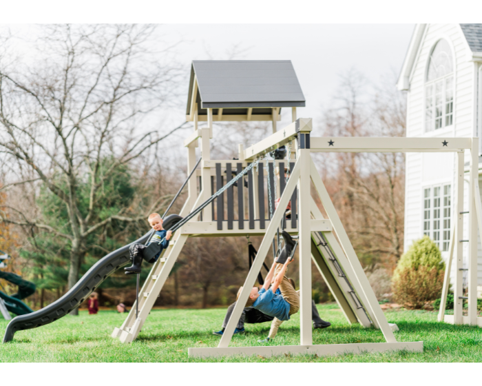 Comet Vinyl Swing Set with Monkey Bars