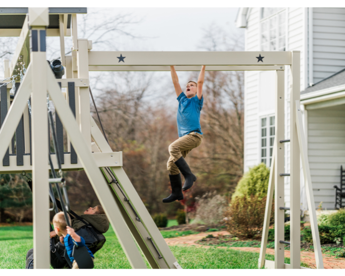 Comet Vinyl Swing Set with Monkey Bars