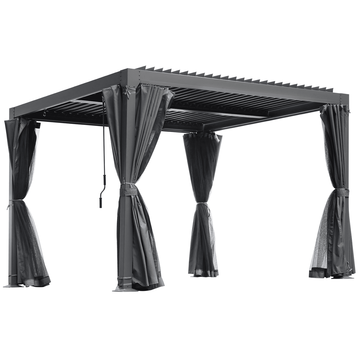 U-Mazonvintage Louvered Pergola 10x10, All Aluminum Pergola with Adjustable Rainproof Roof,Dark Grey