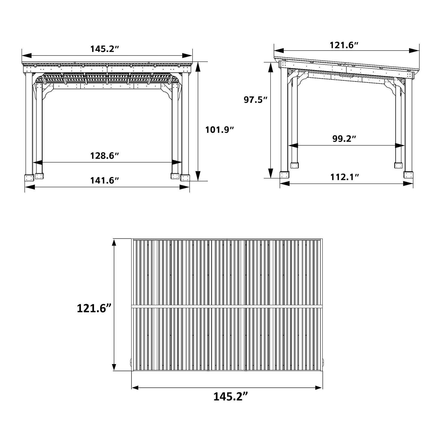 Mazonvintage 10'x 12' Outdoor Wooden Grill Gazebo, Heavy Duty BBQ Pergola for Deck, Garden and Patio