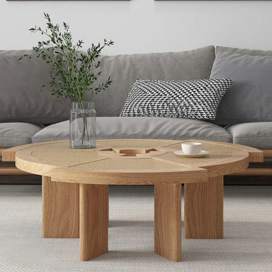 David Ash Wood & Rattan Coffee Table