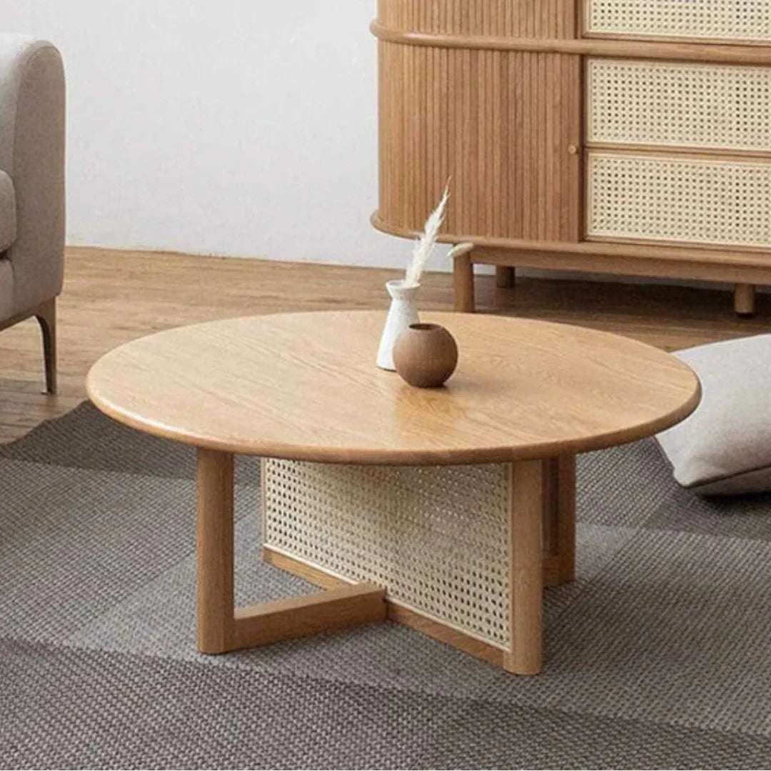 Dax Ash Wood & Rattan Coffee Table