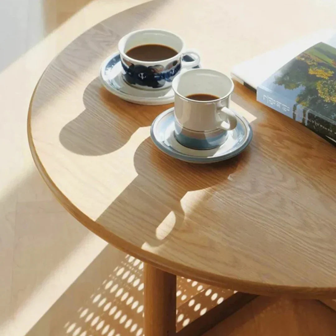 Dax Ash Wood & Rattan Coffee Table