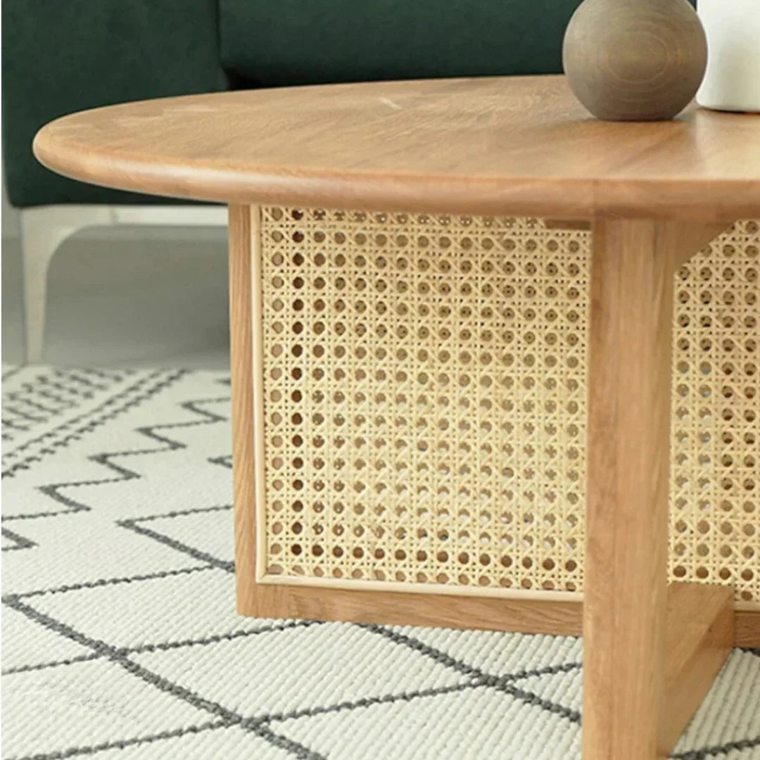 Dax Ash Wood & Rattan Coffee Table