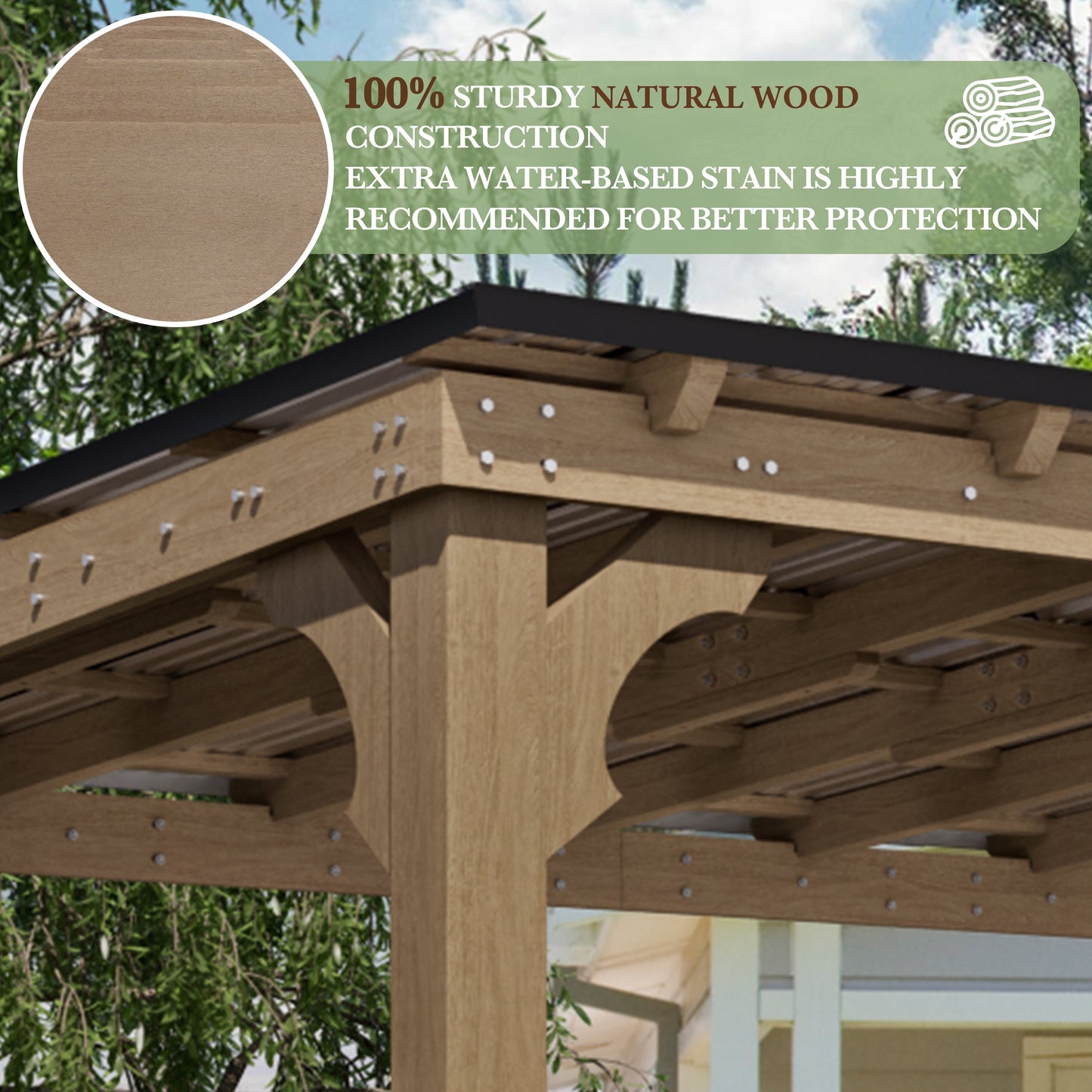 Mazonvintage 10'x 12' Outdoor Wooden Grill Gazebo, Heavy Duty BBQ Pergola for Deck, Garden and Patio