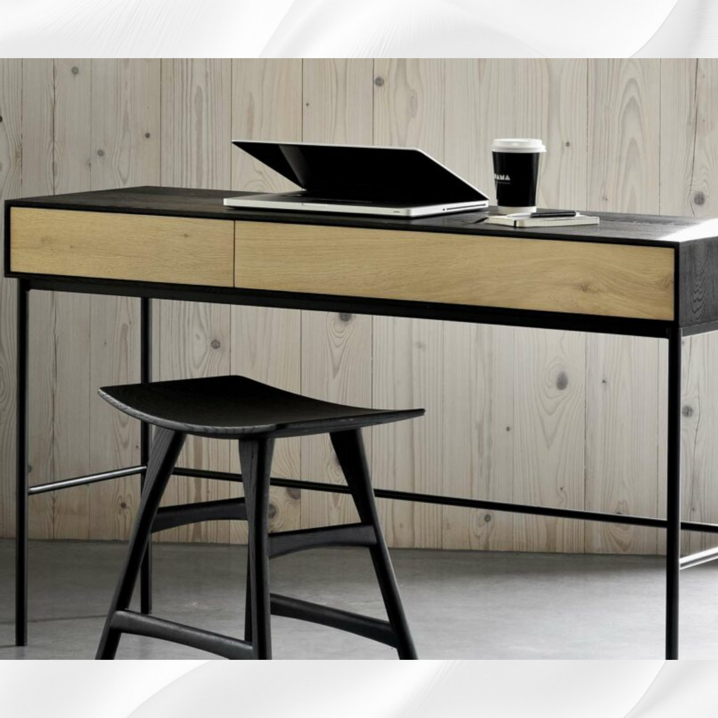 Earl Oak Wood Console Table With Stool