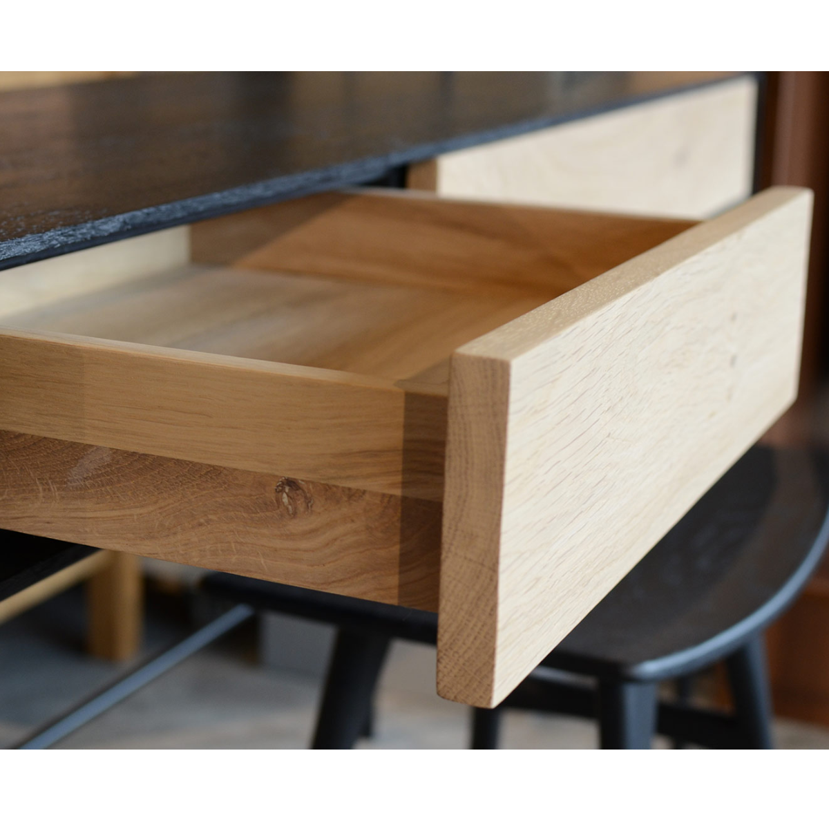 Earl Oak Wood Console Table With Stool