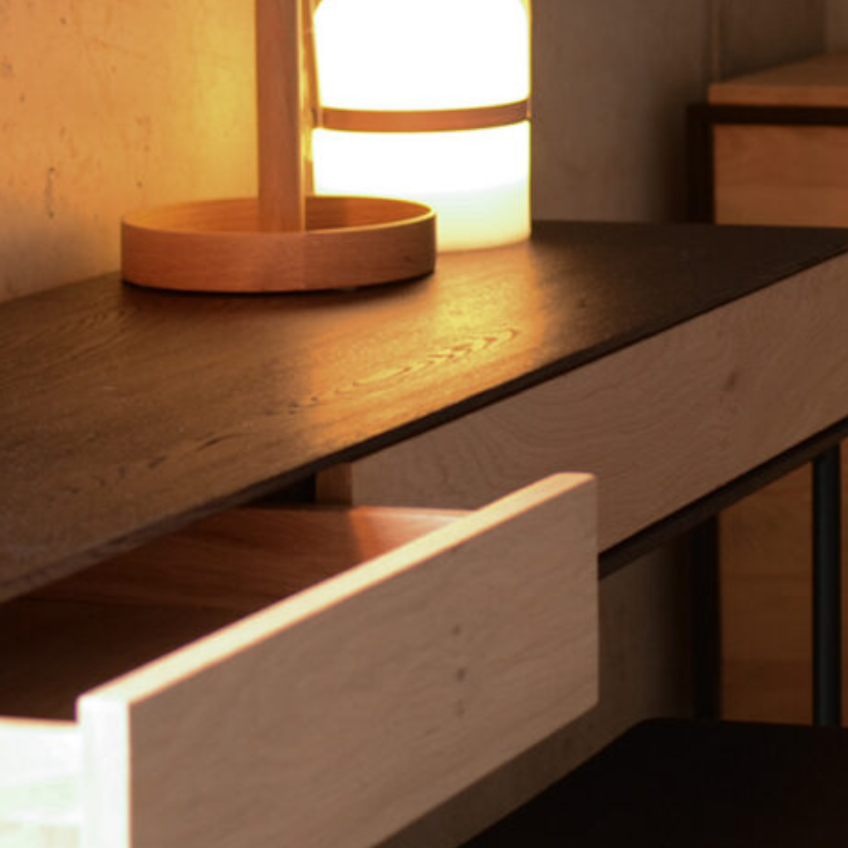 Earl Oak Wood Console Table With Stool