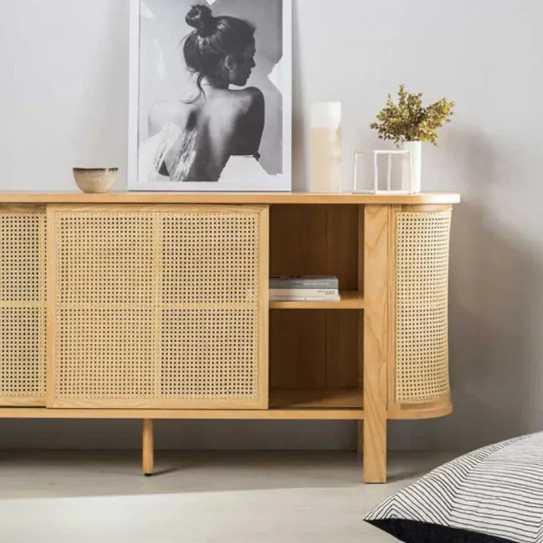 Edric Ash Wood & Rattan Sideboard