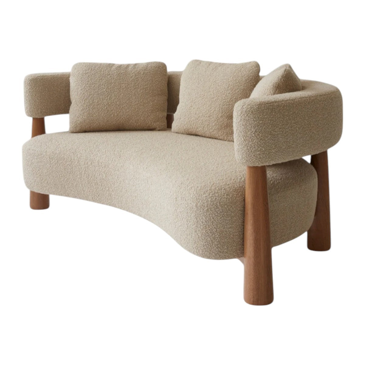 Eleven Oak Wood & Boucle 3+1+1 Sofa