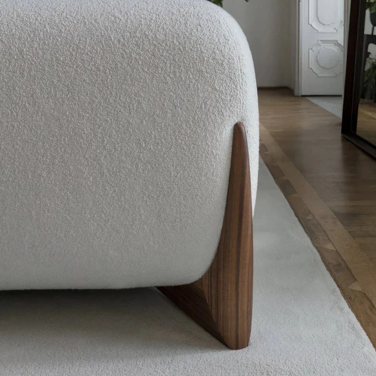 Garin 3 Seater Boucle & Walnut Wood Sofa