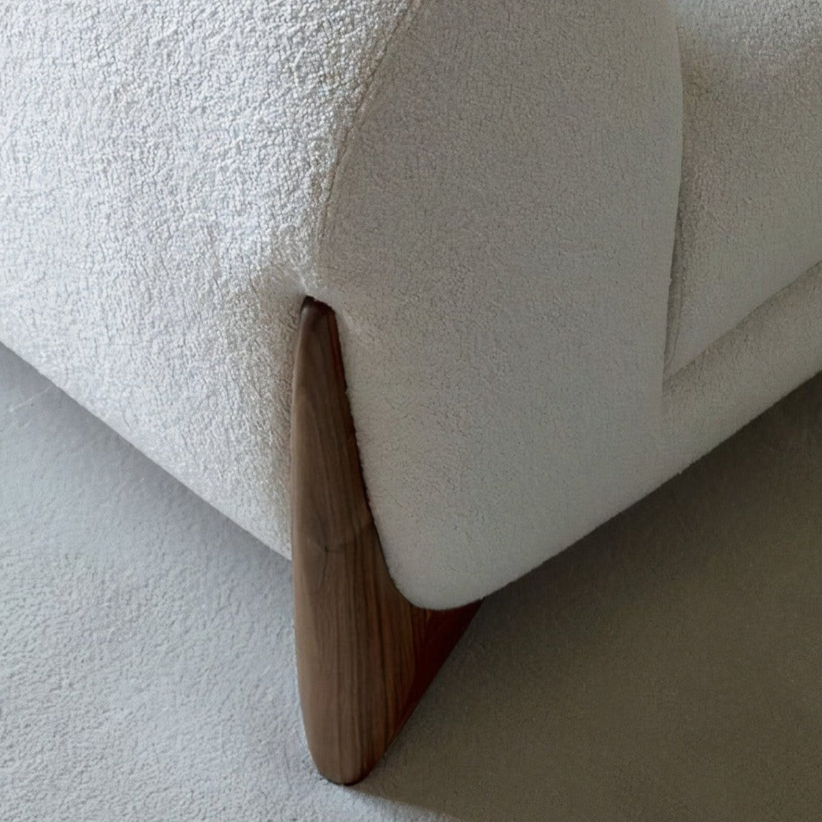 Garin 3 Seater Boucle & Walnut Wood Sofa