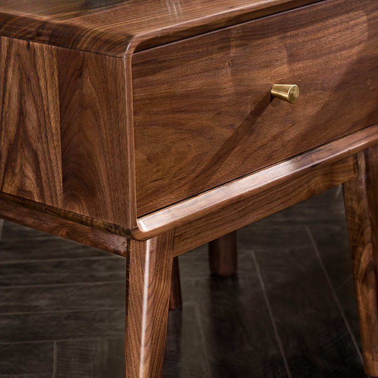 Mazonvintage-Apex Minimalistic Nightstand Black Walnut Wood Bedside Table with One Drawer