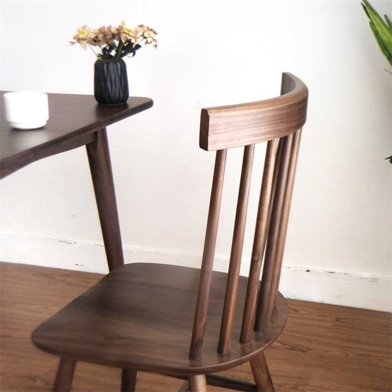 Mazonvintage-Windsor High Back Black Walnut Wood Chair