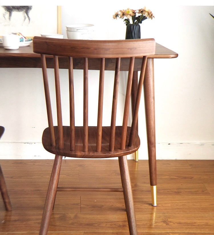 Mazonvintage-Windsor High Back Black Walnut Wood Chair