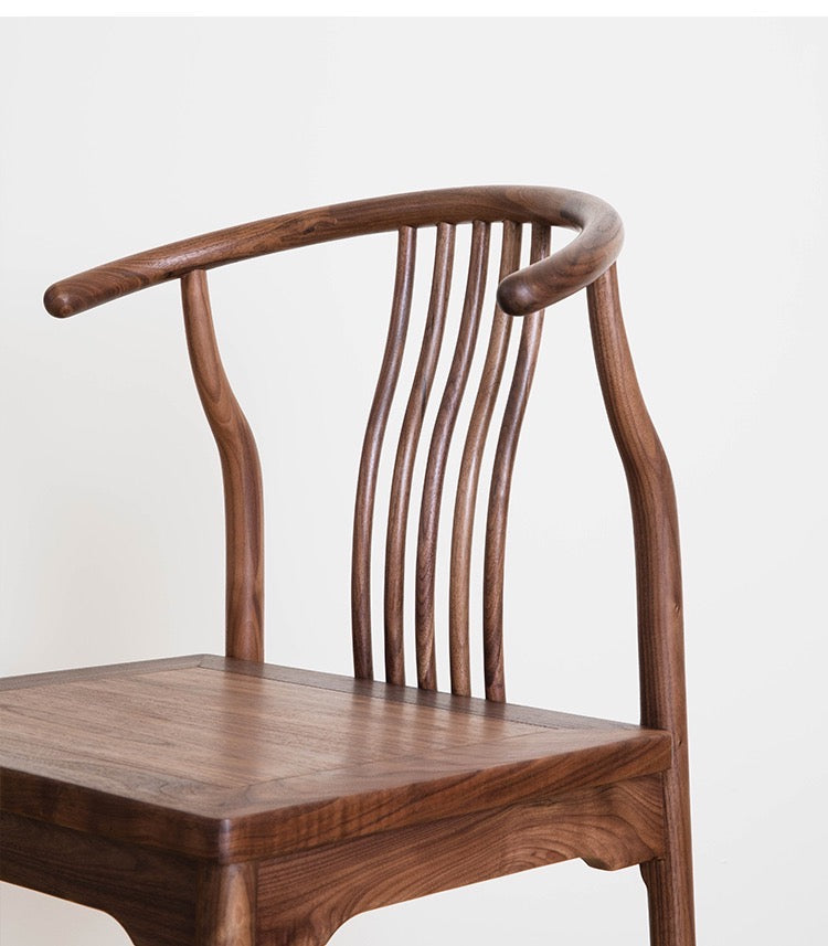 Mazonvintage-Modern High Back 4 Spindle Black Walnut Wood Chair