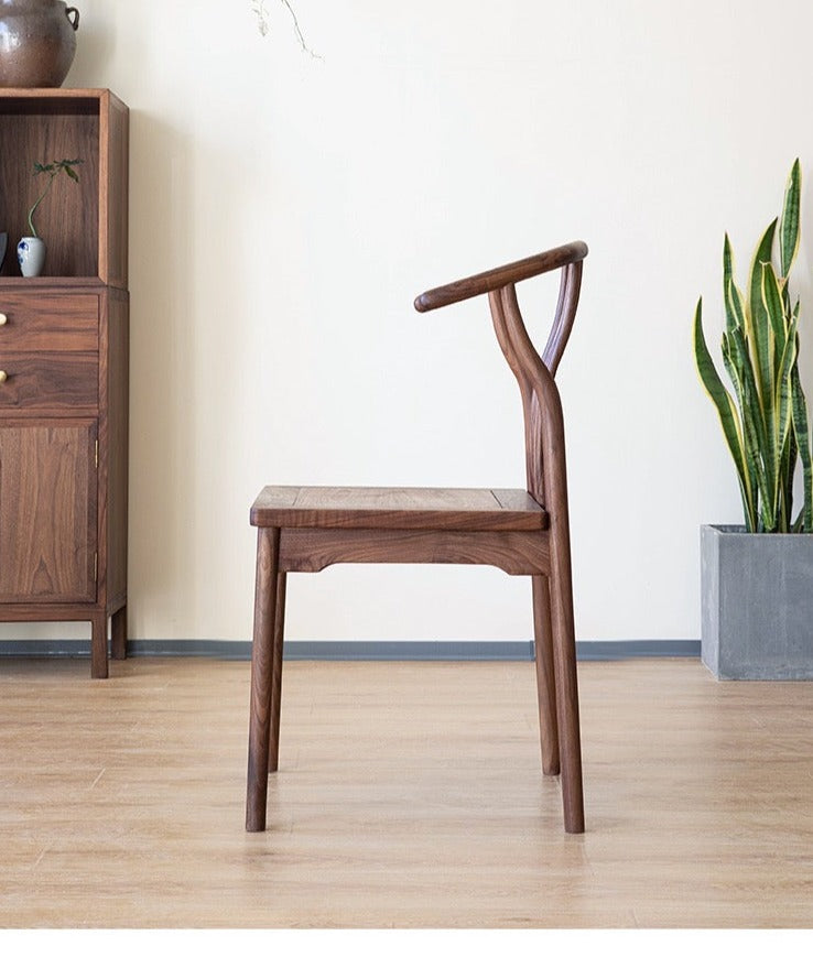 Mazonvintage-Modern High Back 4 Spindle Black Walnut Wood Chair