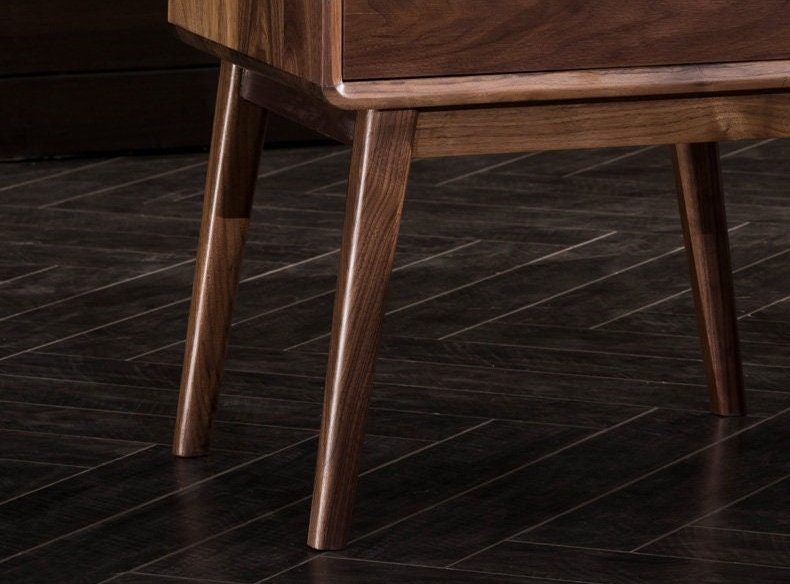 Mazonvintage-Apex Minimalistic Nightstand Black Walnut Wood Bedside Table with One Drawer