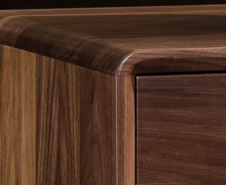 Mazonvintage-Apex Minimalistic Nightstand Black Walnut Wood Bedside Table with One Drawer