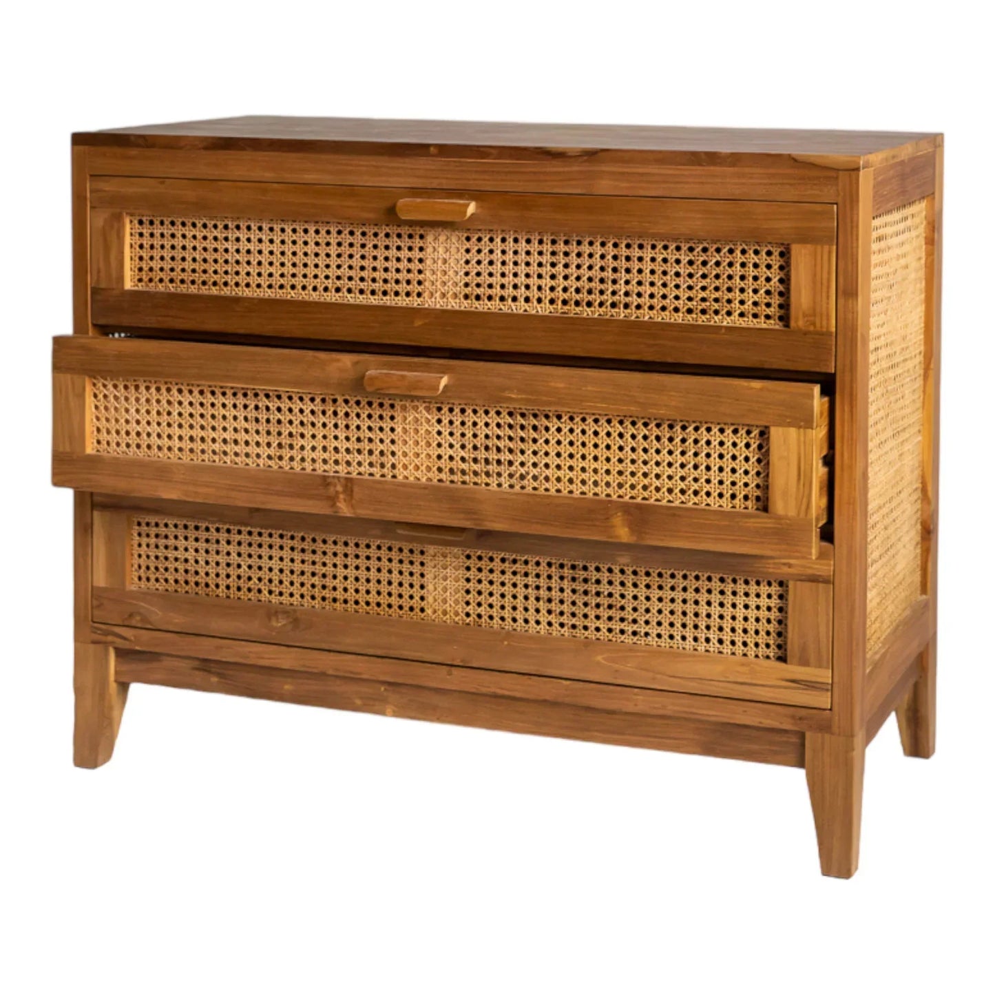 Jackson Teak Wood & Rattan Chest of Drawers