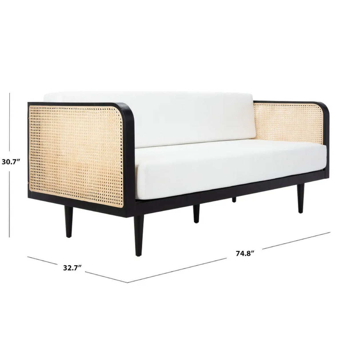 Lia Teak Wood & Rattan 3 Seater Sofa